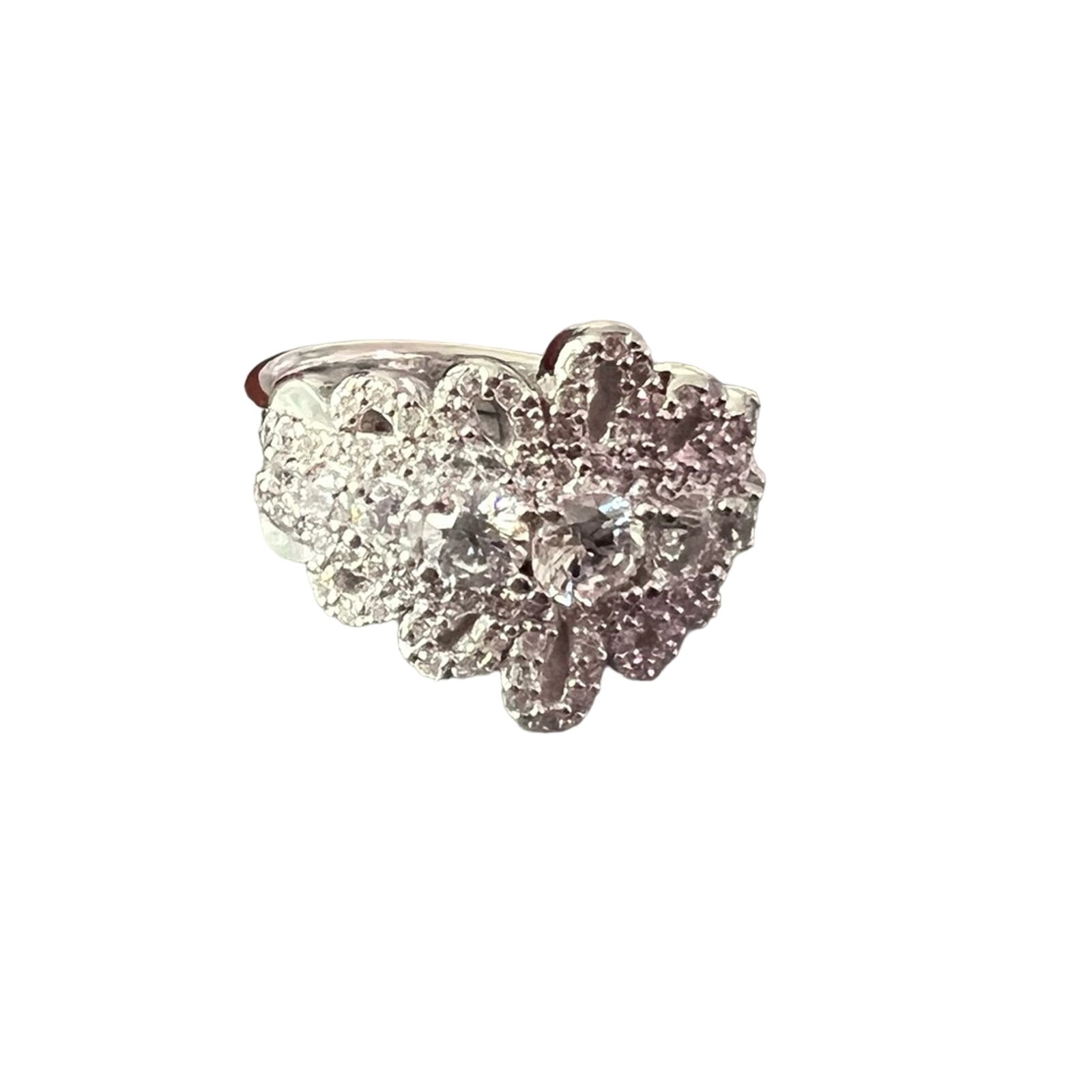 Diamonique Royal Lace 925 Sterling Silver Ring Size 6